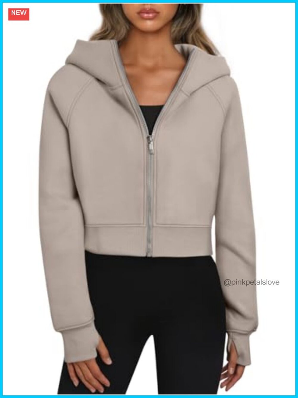 Womens Zip Up Cropped Hoodie Sweatshirt Cotton Polyester Fall